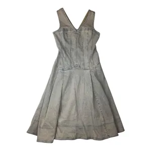 Pilcro size medium denim corset midi dress light wash drop waist thumbnail 2