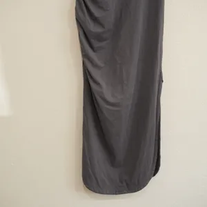 Daily Practice Grey Midi Dress Side Ruched Striped Trim Slit Athletic Athleisure thumbnail 3