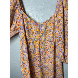 Billabong Women's Swept Away Midi Dress Boho Floral Smocked Babydoll Milkmaid thumbnail 4