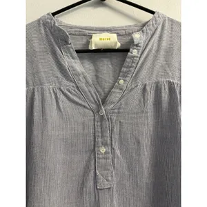 Maeve Anthropologie Women’s Blue White Striped Ruffle Sleeve Cotton Top Small thumbnail 13