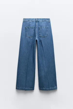 ZARA NWT Blue MID WAIST DARTED Z1975 WIDE LEG JEANS. Size 6 thumbnail 2