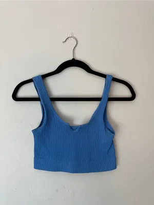 2 Garage pink and Blue Ribbed Crop Tank Top with Scoop thumbnail 4