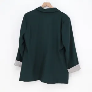 Genhoo Blazer Womens XL Dark Green Striped Cuff Shawl Collar Stretch Excellent thumbnail 5