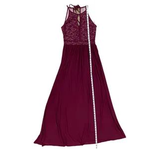 Formal Burgundy Maroon Floor Length Sleeveless Halter Maxi Dress thumbnail 3