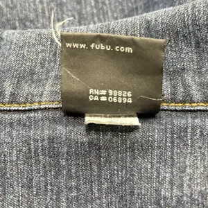 FUBU Denim Jacket Womens 2X Blue Indigo Jean Y2K Chic Urban Trucker Streetwear thumbnail 6