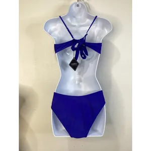 Zaful Royal Blue Tie underwire Front Ruched Bikini Set‎ High Leg 2pcs M Swimsuit thumbnail 4