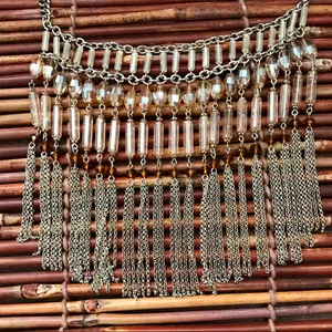 Chico’s Tassel Bibb Necklace Glass Beading thumbnail 4