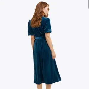 DRAPER JAMES‎ Miranda Dress Teal Velvet Wrap Midi size 0 thumbnail 2