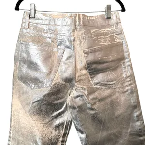 ZARA Metallic Mid-Rise Boyfriend‎ Jean Silver Sz 6 thumbnail 8