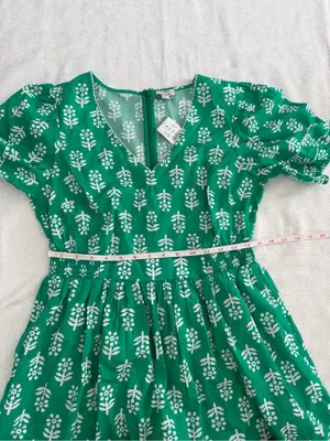J.Crew Block Print Puff Sleeve Midi Dress Green Size 6 NWT thumbnail 11