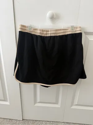 Entro Women’s Performance Skort Black Beige Trim Elastic Waist Athleisure Size L thumbnail 3