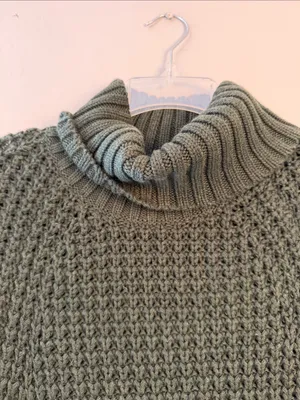 J. Crew Olive Green Chunky Turtleneck Sweater with Button Cuffs size small thumbnail 4