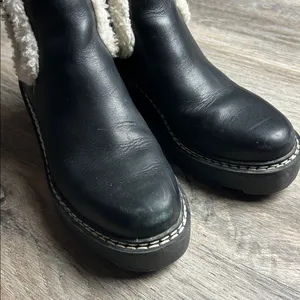 Calvin Klein Black Leather Shearling-Lined Boots Size 5 M thumbnail 10