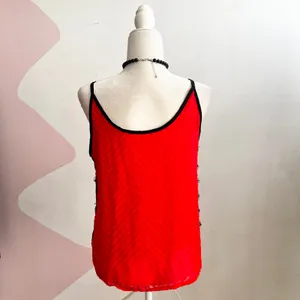 Red Black Lace Tank Top Women’s Large‎ Y2K 2000s Fairy Grunge Mall Goth Emo thumbnail 2