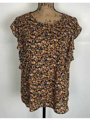 Counterparts size XL Floral Ruffle Sleeve Top thumbnail 1