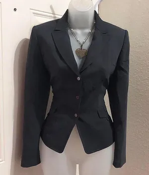 Tahari Grey blazer snap on button up down office siren core fitted corset waist long sleeve thumbnail 1