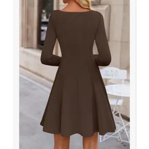 NEW Long Sleeve Crewneck Pleated A Line Career Travel Mini Dress M thumbnail 2
