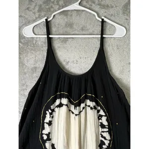 Natural Life Gauze Heart Tie Dye Maxi Dress Black White Sleeveless XS/S Boho thumbnail 2