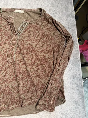 We the free people girl meets boy Floral Henley Long Sleeve Top Brown Olive XS thumbnail 4