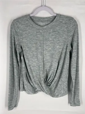 Old Navy Active Breathe ON Twist Front Workout Top Gray Space Dye Size M‎ thumbnail 1