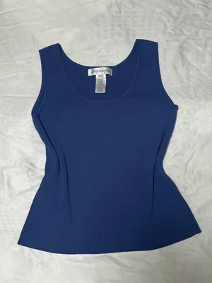 Vintage Jones New York Blue Fitted Tank M 90s Y2K Minimalist thumbnail 2