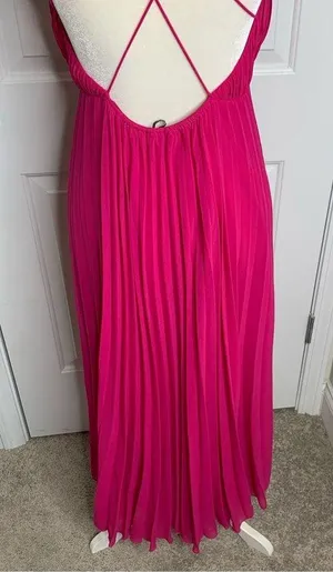 ZARA pink fuschia barbie core pleated maxi dress blogger favorite size large thumbnail 10