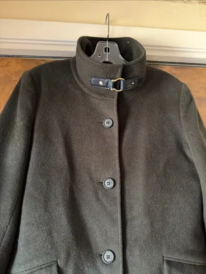 Lauren Ralph Lauren Women's Wool Blend Buckle-Collar Coat Military Green Sz 2 thumbnail 3