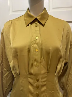 Exquise by Anthropologie Tobie Olive Green Button-Front Long-Sleeve Dress XS A thumbnail 8