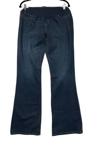 Indigo Blue Secret Fit Belly‎ Maternity Bootcut Jeans Dark Wash Large Long 97173 thumbnail 1