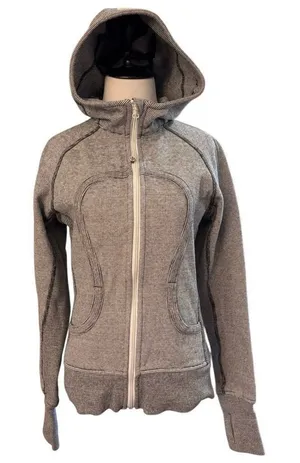 Lululemon Scuba Hoodie You Are Beautiful White Black Micro Stripe thumbnail 1