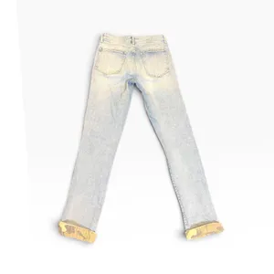 Gap 1969 Best Girlfriend Jeans 27T Light Wash Distressed Camo Trim Cuff cropped thumbnail 3