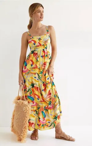 FARM Rio Yellow Tropical Floral Maxi Dress thumbnail 1