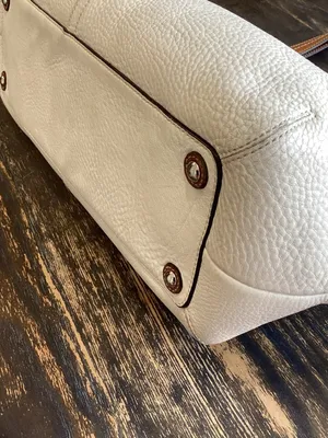 Coach Soho White Leather Satchel With Saddle Brown Trim thumbnail 7