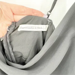NEW Abercrombie & Fitch Satin Effect Ruched Midi Dress Women's‎ SP Black Party thumbnail 6