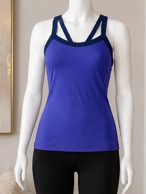 Lululemon Womens Tank Top Purple Blue Racerback Shelf Bra Size 6 thumbnail 1