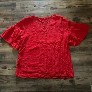 Skies Are Blue Womens Red Short Sleeve Pleated Blouse Size Small thumbnail 7