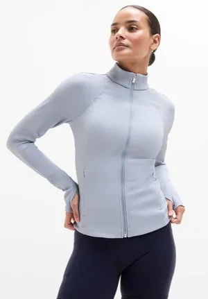New Athleta M Salutation Ribbed Jacket 2.0 Blue Star Medium thumbnail 1