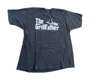 Funny ‘The Grillfather’ Black and White Graphic T Shirt 🔥 thumbnail 1