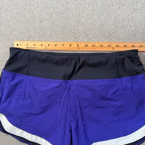 Athleta Running Free Color Block Athletic Shorts Women's Large Blue Purple 3" thumbnail 2