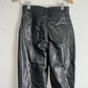 Abercrombie & Fitch Black Vegan Leather 90s Straight Pants Curve Love High Rise thumbnail 6