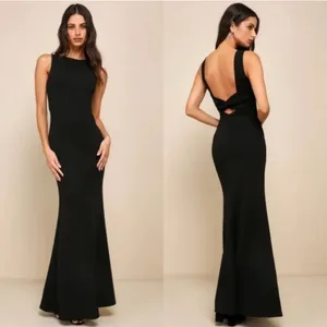 Lulus Love In Your Eyes Black Knotted Mermaid Maxi Dress Size Medium NWT Formal thumbnail 2