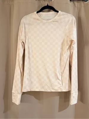 Hurley Long-Sleeve Checker Performance Top — Cream thumbnail 1