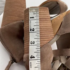 Hinge size 7.5 taupe leather zipper back 4” heeled sandals. thumbnail 6