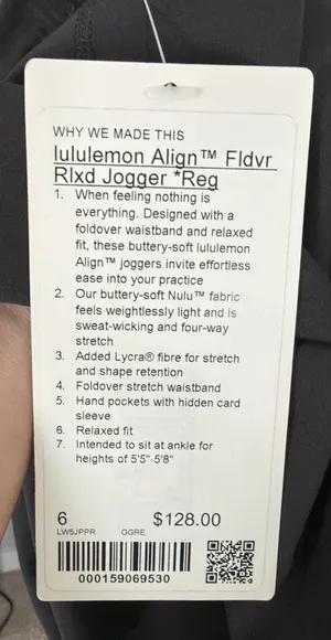 Lululemon Size 6 Align Fold-over Relaxed Leggings Joggers thumbnail 8