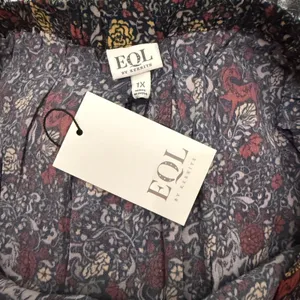 EQL by Kerrits Wild Horse Floral Button Front High Low Maxi Skirt Grey 1X NEW thumbnail 6