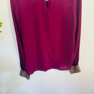 Iz Byer Deep Red Blouse with Gold Cuff Accents thumbnail 2