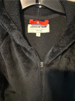 American Giant Kids Black Plush Zip-Up Hoodie thumbnail 3