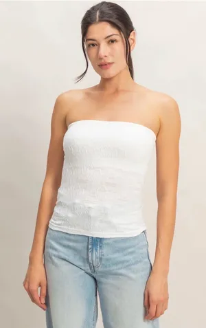 NEW HYFVE White Floral Jacquard Tube Top Shelf Bra Size S thumbnail 1