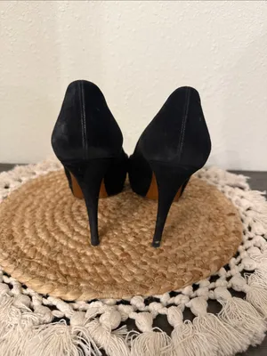Gucci Black Suede‎ Peep Toe Platform Stiletto Pumps Heels Size 37 thumbnail 6