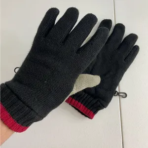 GAP adult‎ black gray red connectable double lined thick soft warm knit gloves thumbnail 1